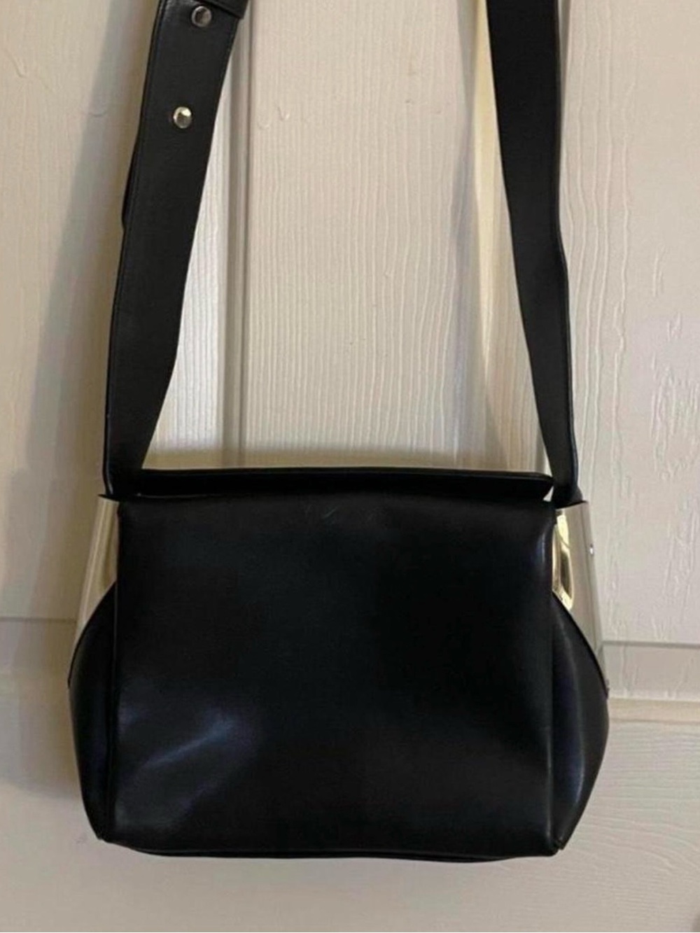 DKNY Black Crossbody Shoulder Bag with Silver Accents